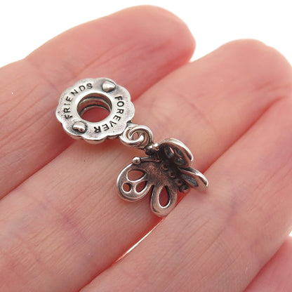 PANDORA 925 Sterling Silver Friends Forever Butterfly Dangle Charm