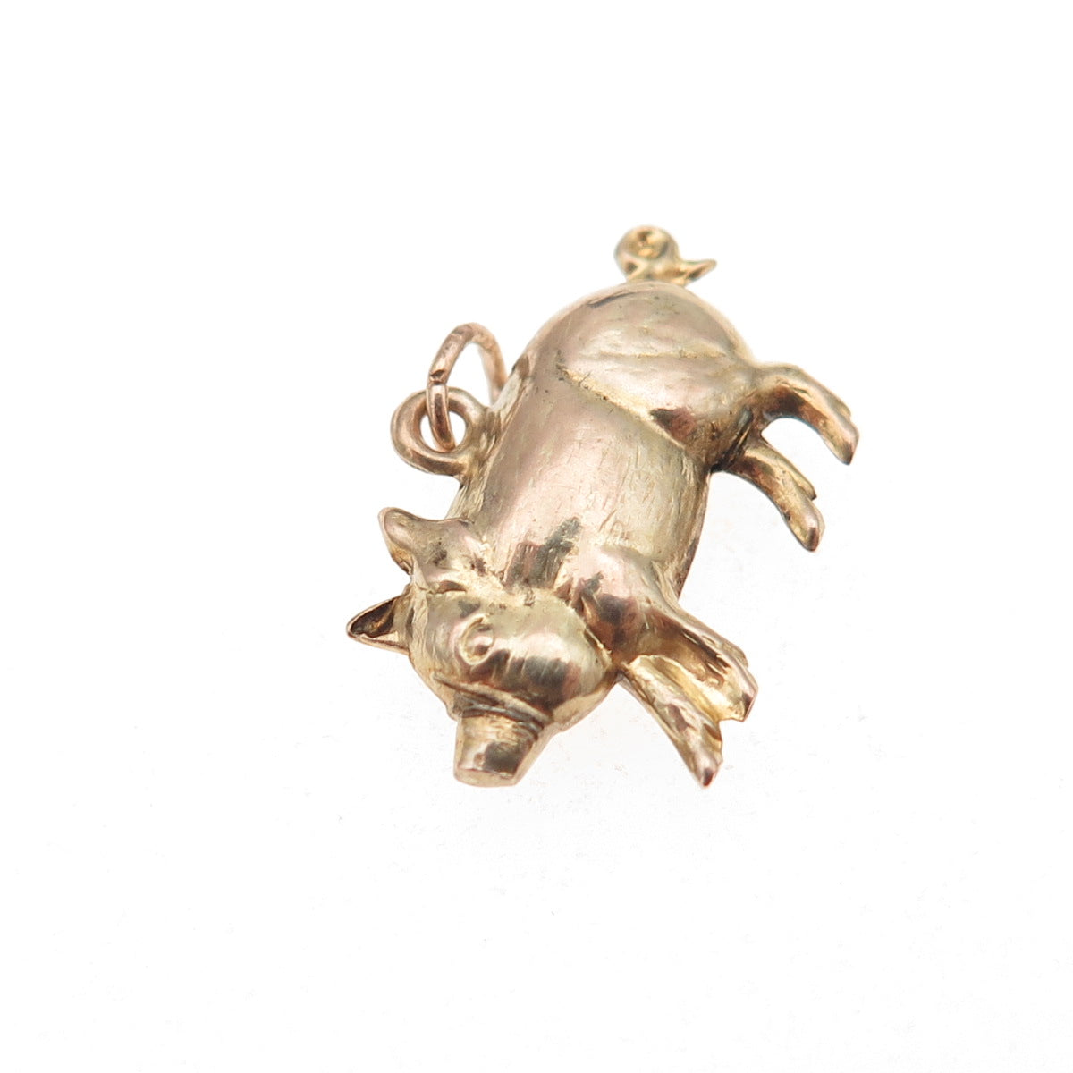 9K Gold Antique Victorian Luck Pig 3D Hollow Charm Pendant
