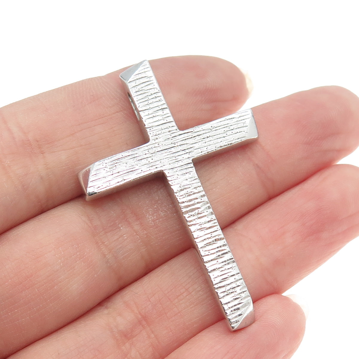 HRCI 925 Sterling Silver Vintage Textured Cross Slide Pendant