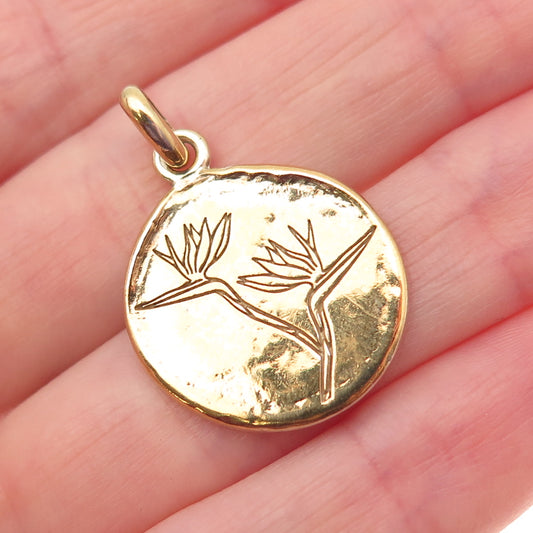 DAISY 925 Sterling Gold Plated Vintage London Bird of Paradise Charm Pendant