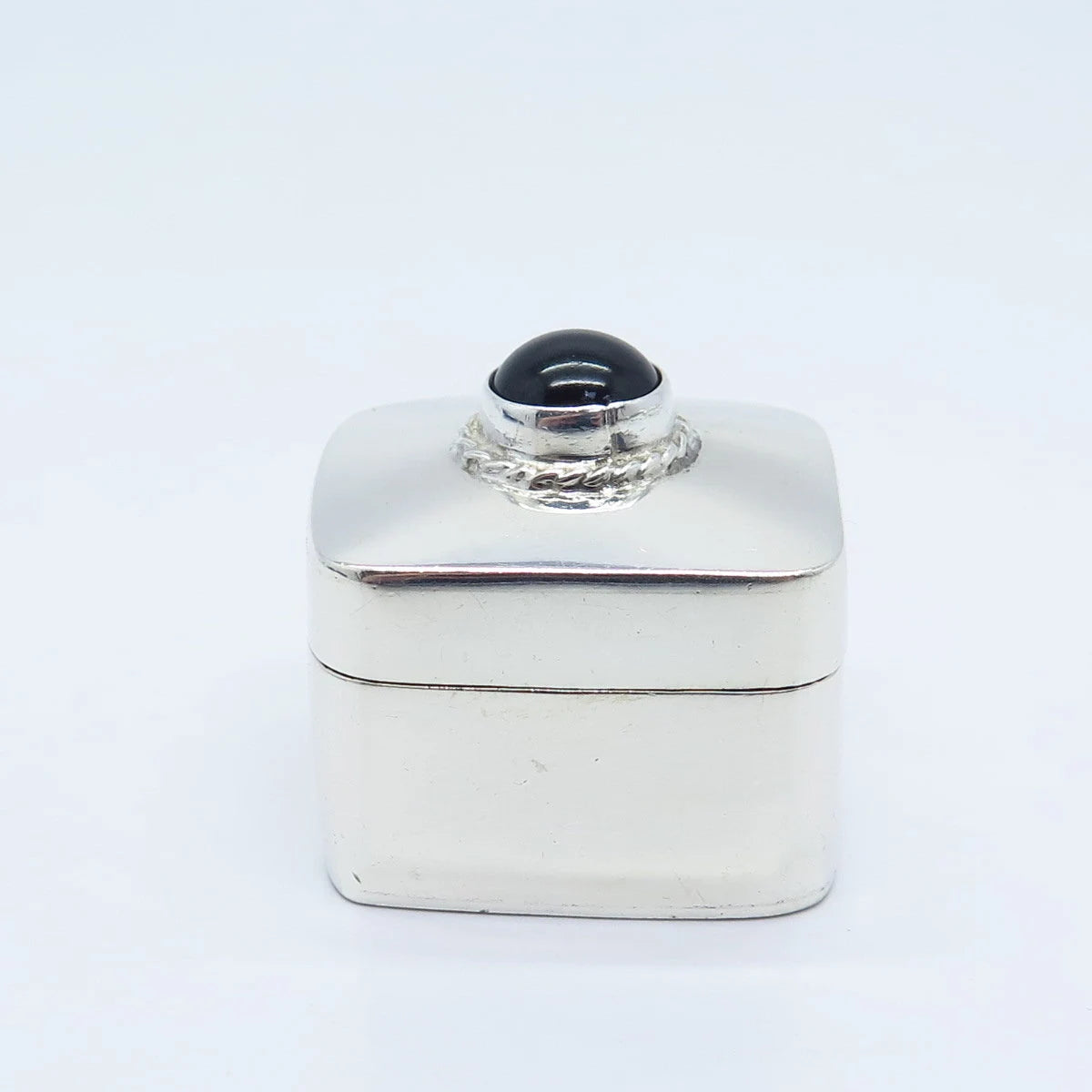 925 Sterling Silver Vintage Mexico Real Black Onyx Gemstone Box / Case