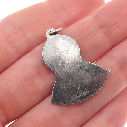 925 Sterling Silver Antique Art Deco St. Mary Miraculous Oxidized Charm Pendant