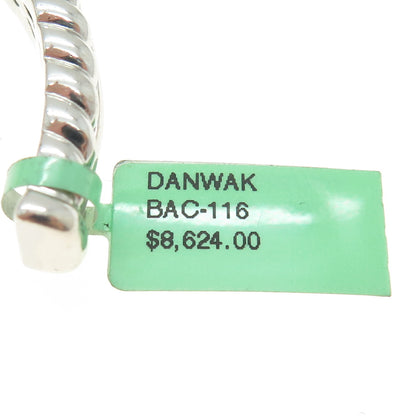 DANWAK 18K Gold Sterling 66-Diamond 1.15ct Adjustable Twisted Cuff Bracelet 6.5"