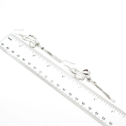 925 Sterling Silver Modernist Dangling Drop Earrings
