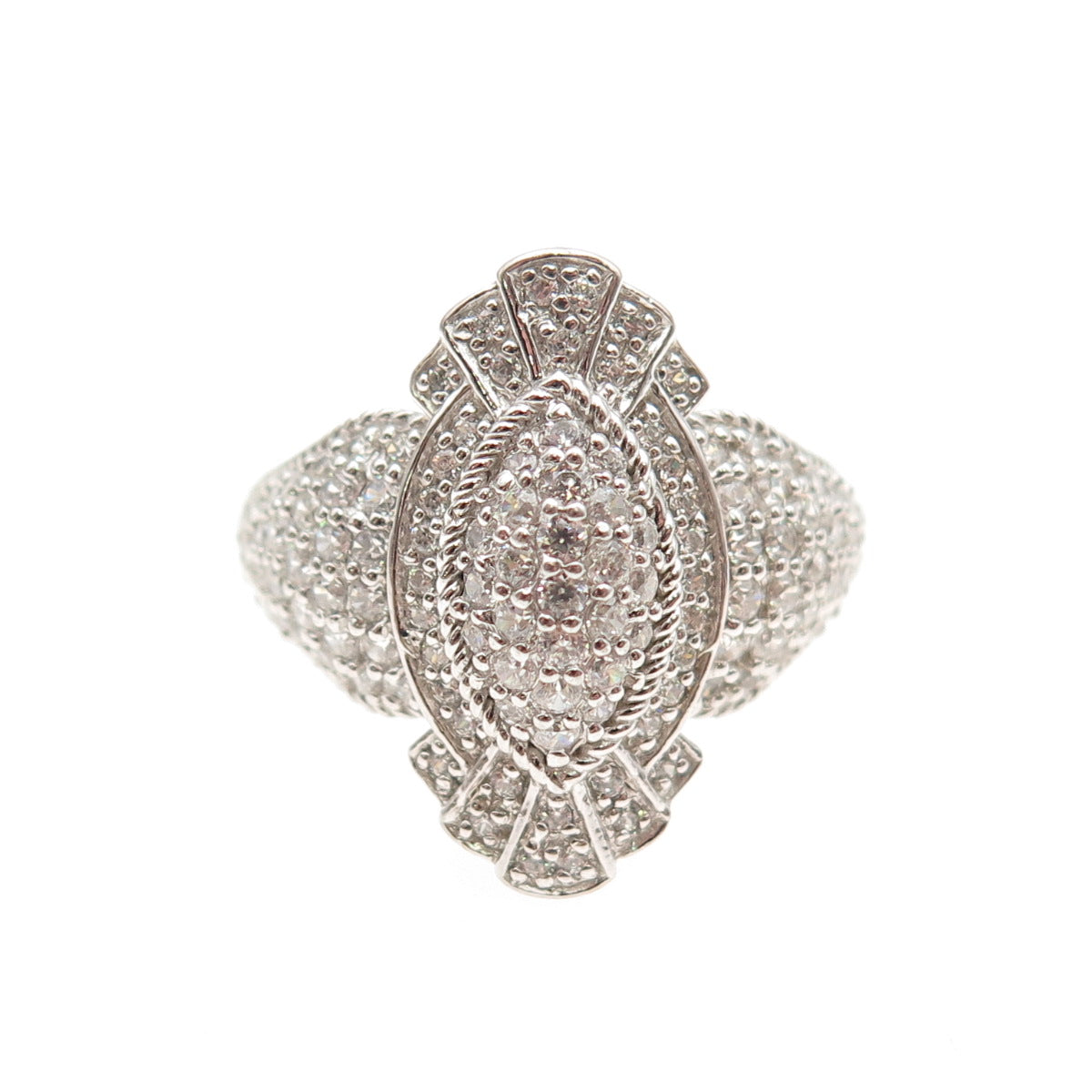 925 Sterling Silver Round-Cut C Z Sparkle Ring Size 7.25