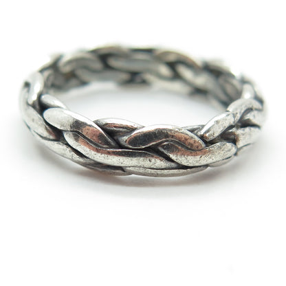 925 Sterling Silver Vintage Braided Oxidized Band Ring Size 7.25