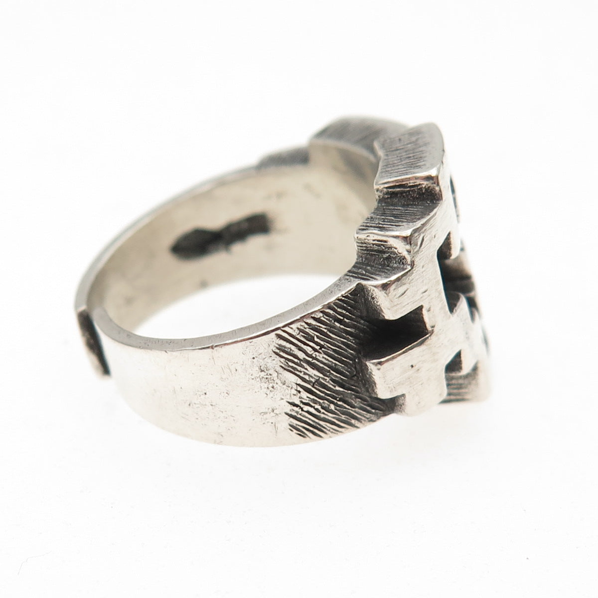 Industria Argentina Sterling Silver Vintage Modernist Adjustable Ring Size 6.75