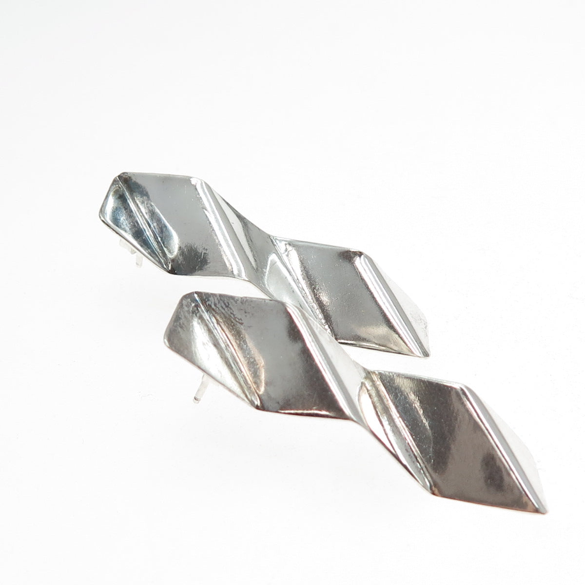 VICTOR ALFARO 925 Sterling Silver Vintage Modernist Bar Drop Earrings