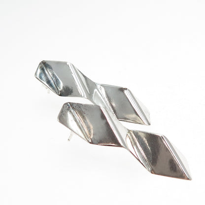 VICTOR ALFARO 925 Sterling Silver Vintage Modernist Bar Drop Earrings