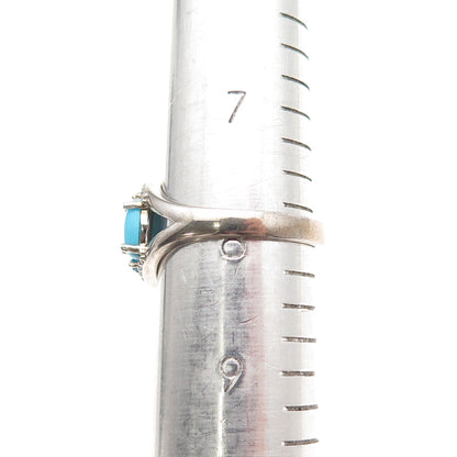 925 Sterling Silver Real Turquoise Apatite & White Topaz Ring Size 8