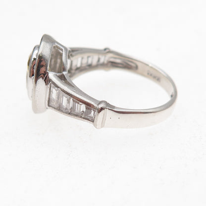 925 Sterling Silver Canary & White C Z Ring Size 7.25