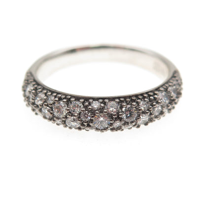 925 Sterling Silver Round-Cut C Z Half Eternity Band Ring Size 9.25