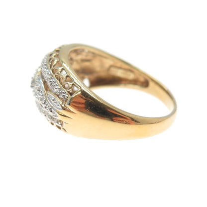 MEDA 925 Sterling Silver Gold Plated Real Diamond Accent Infinity Ring Size 10