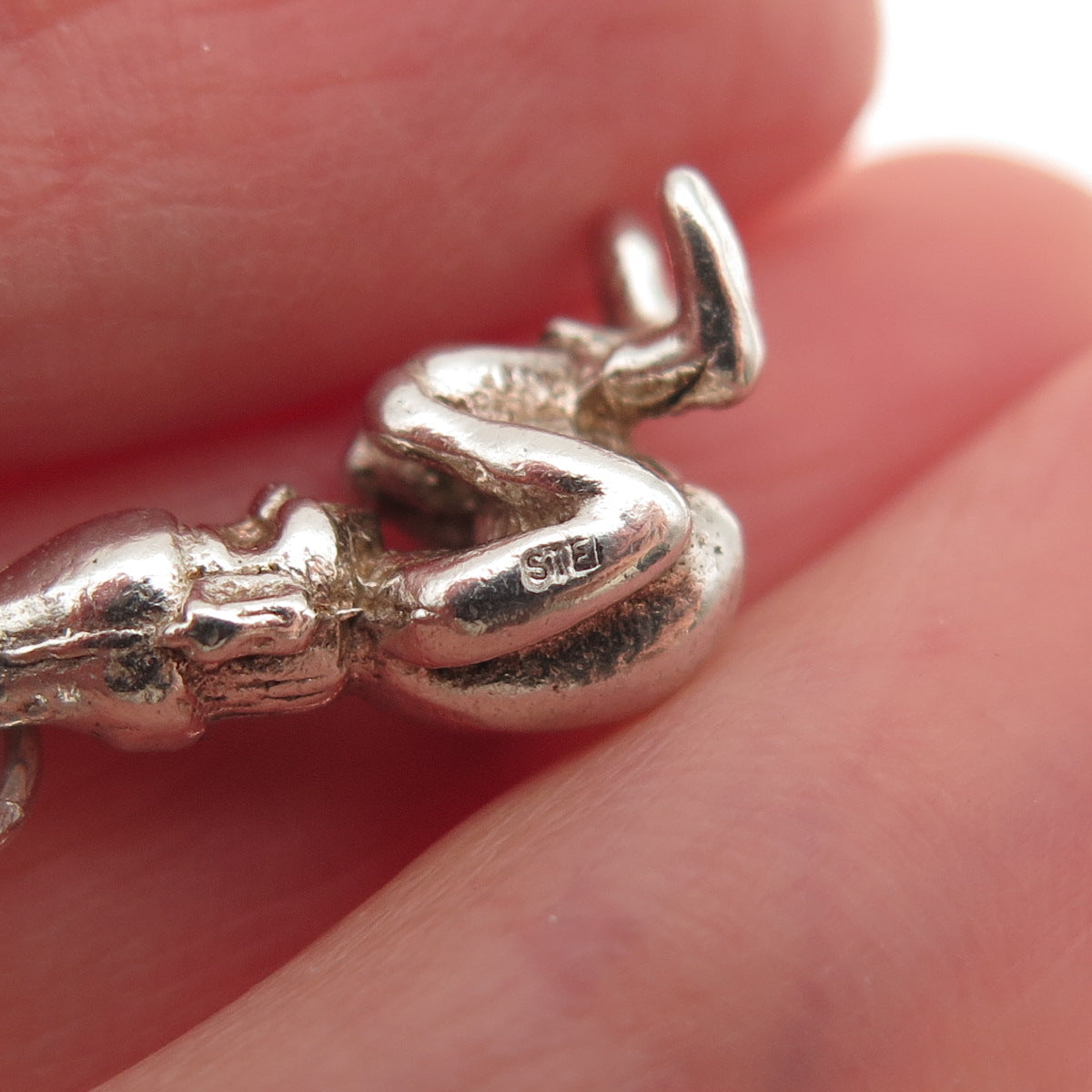 925 Sterling Silver Vintage Pixie Oxidized 3D Mini Charm Pendant