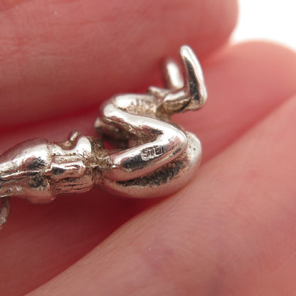925 Sterling Silver Vintage Pixie Oxidized 3D Mini Charm Pendant