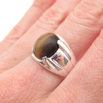 Vargas 925 Sterling Silver Antique Art Deco Real Tiger Eye Ring Size 10.25