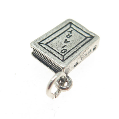 SUNWEST 925 Sterling Silver Vintage Diary Book Minimalist Charm Pendant