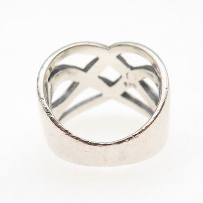 925 Sterling Silver Vintage Woven Oxidized Ring Size 5