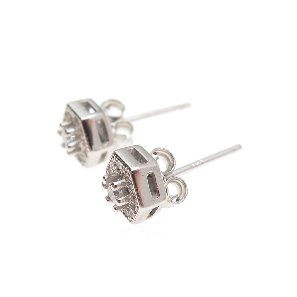 925 Sterling Silver Round-Cut C Z Stud Earrings