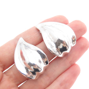 925 Sterling Silver Vintage Modernist Flame Clip On Earrings