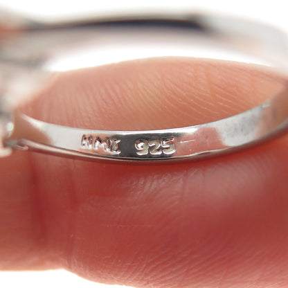 925 Sterling Silver Real Oval-Cut Amethyst & Round-Cut C Z Ring Size 5