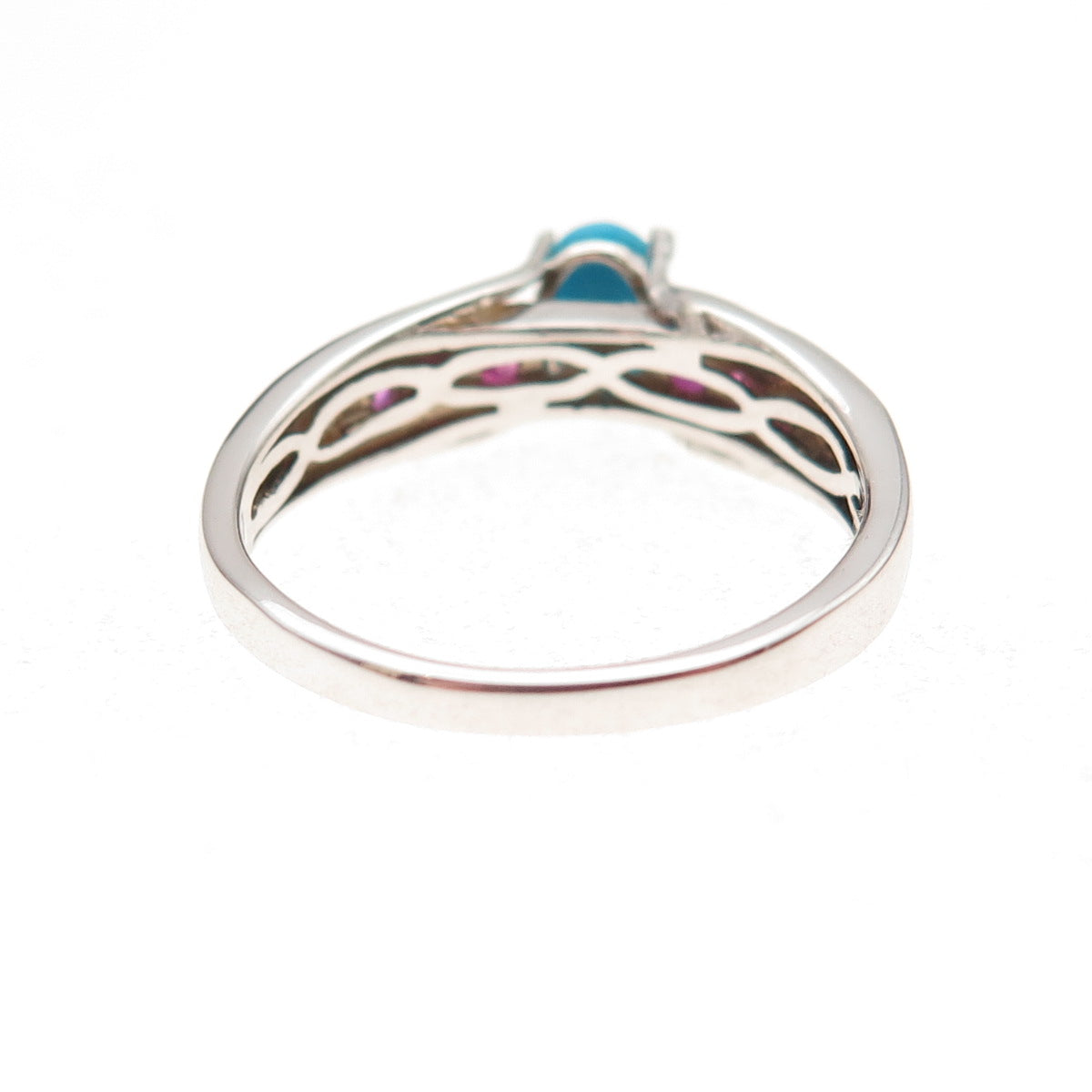 Chuck Clemency 925 Sterling Silver Real Turquoise & Ruby Ring Size 8.25