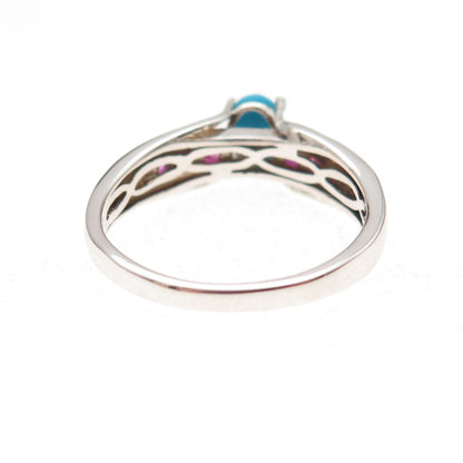 Chuck Clemency 925 Sterling Silver Real Turquoise & Ruby Ring Size 8.25