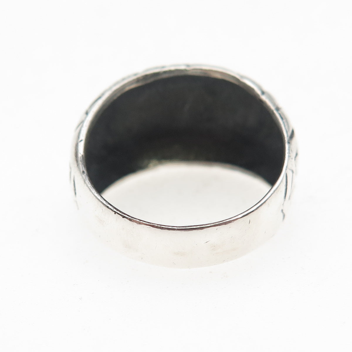 Charles Winston Sterling Silver Vintage Spider Web Oxidized Dome Ring Size 7.75