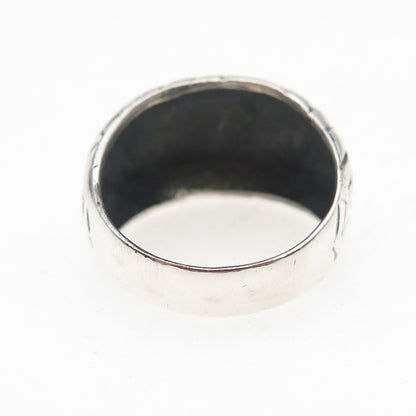 Charles Winston Sterling Silver Vintage Spider Web Oxidized Dome Ring Size 7.75