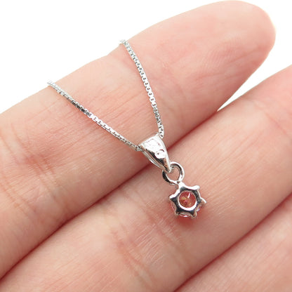 925 Sterling Silver Italy Swarovski Fancy Pink-Crystal Box Chain Necklace 16-18"