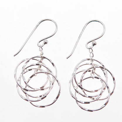 925 Sterling Silver Interlocked Circle Dangle Earrings