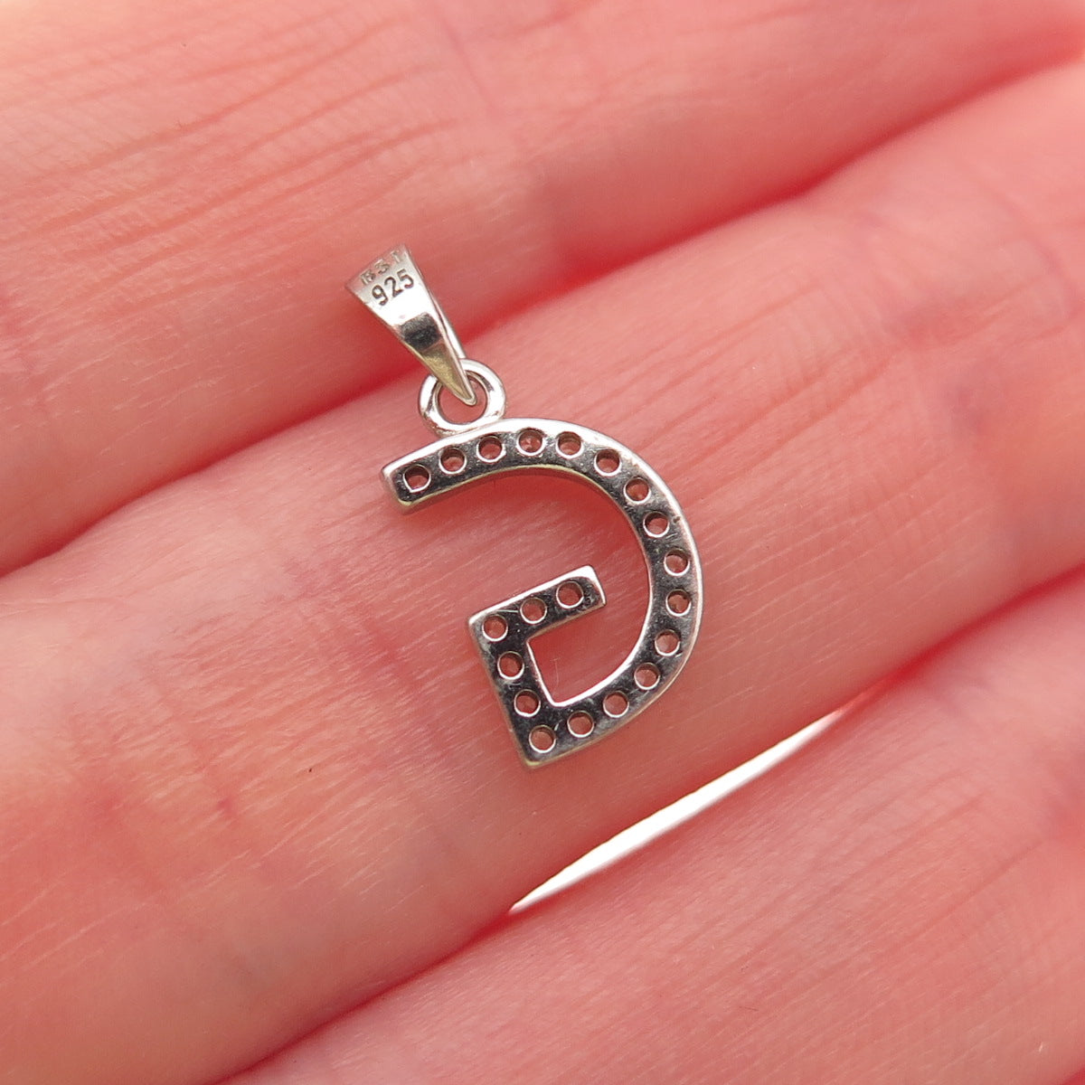 925 Sterling Silver Round-Cut C Z Letter G Initial Mini Charm Pendant