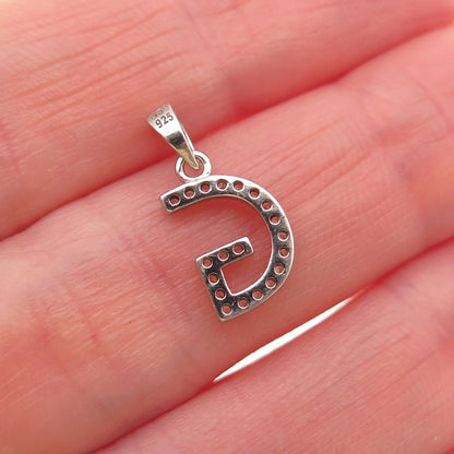 925 Sterling Silver Round-Cut C Z Letter G Initial Mini Charm Pendant