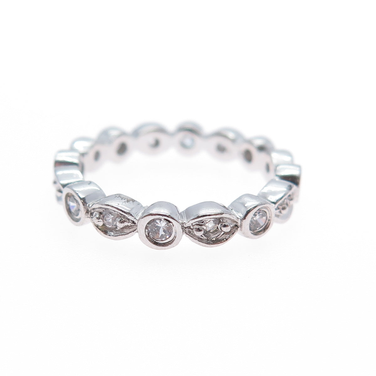 925 Sterling Silver Round-Cut C Z Eternity Band Ring Size 5.75