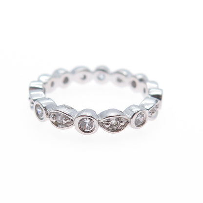 925 Sterling Silver Round-Cut C Z Eternity Band Ring Size 5.75