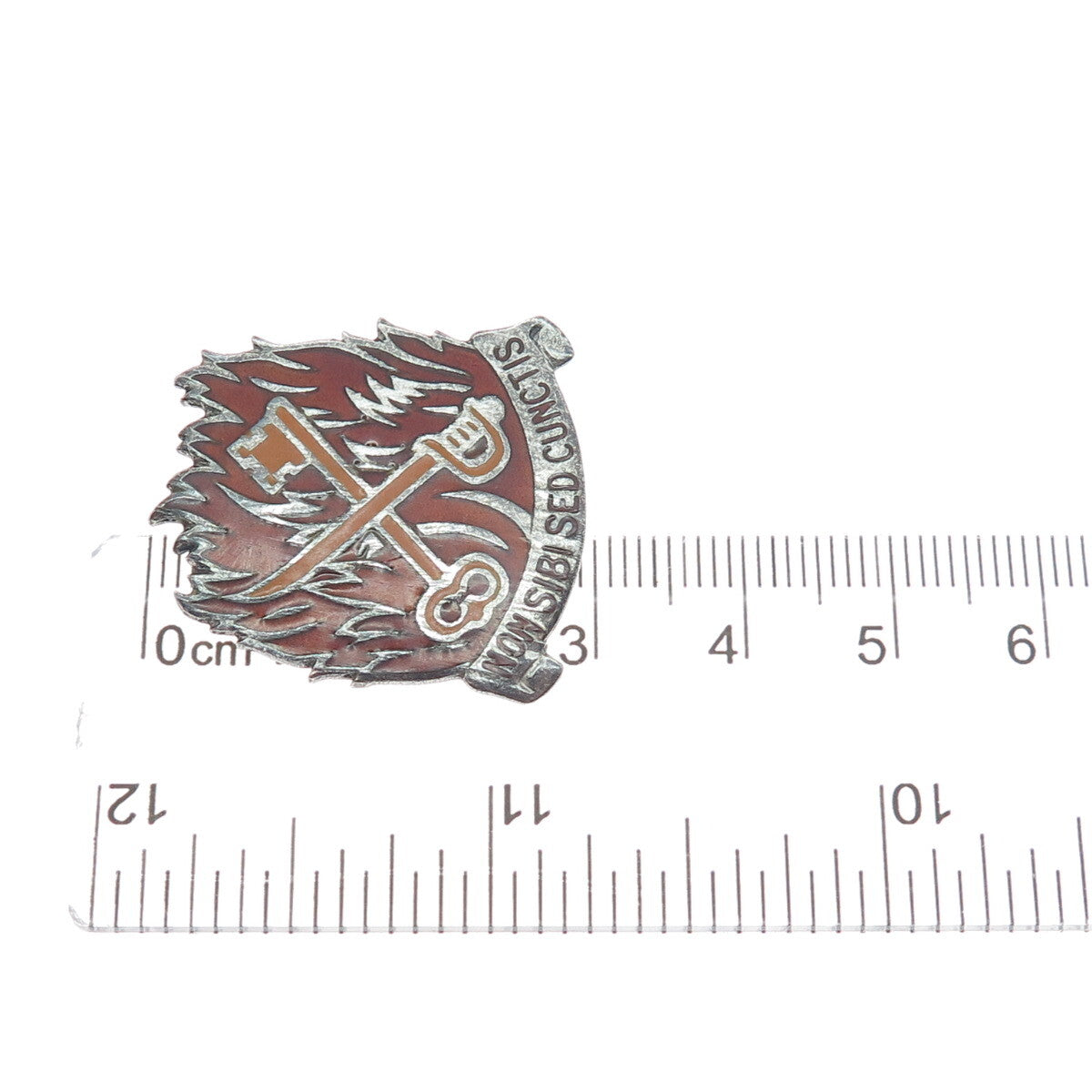925 Sterling Silver Antique WWII Enamel US Army Non Sibi Sed Cunctis Pin Brooch