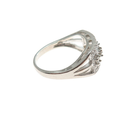 925 Sterling Silver Real Round-Cut Diamond Ring Size 7