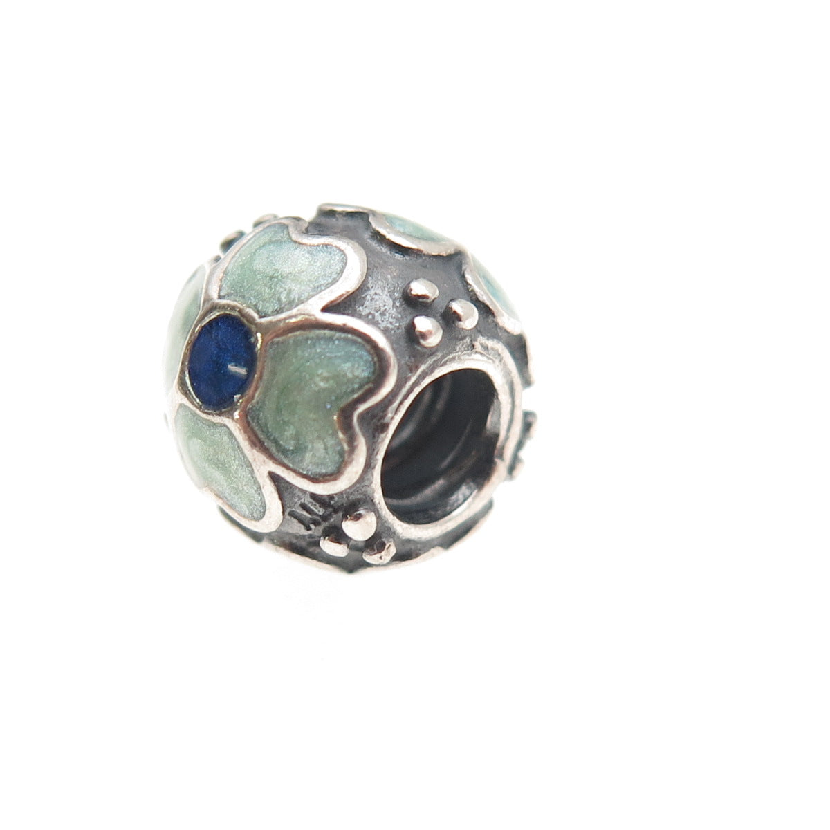 Pandora 925 Sterling Silver Enamel Blue Daisy Slide Bead Charm