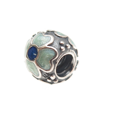 Pandora 925 Sterling Silver Enamel Blue Daisy Slide Bead Charm