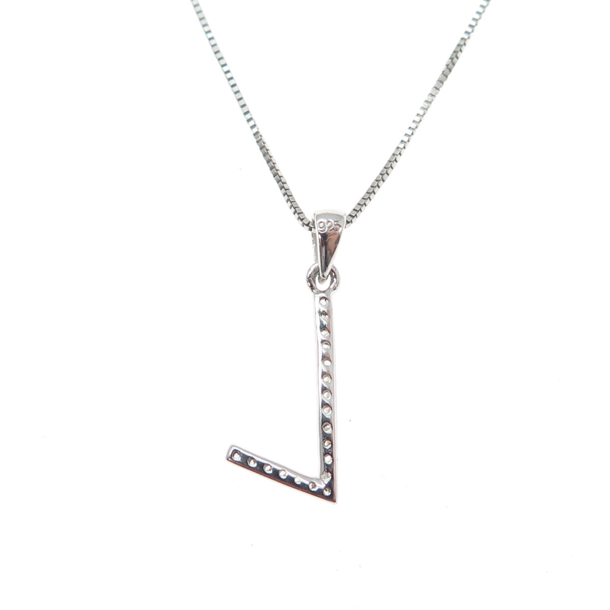 925 Sterling Silver Round-Cut C Z Letter L Initial Box Chain Necklace 18"