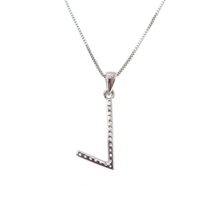 925 Sterling Silver Round-Cut C Z Letter L Initial Box Chain Necklace 18"