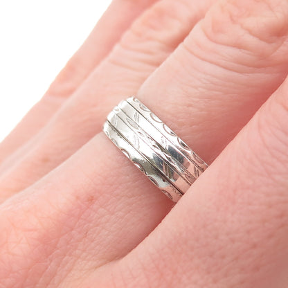 925 Sterling Silver Vintage Textured Rotating Band Ring Size 10.5