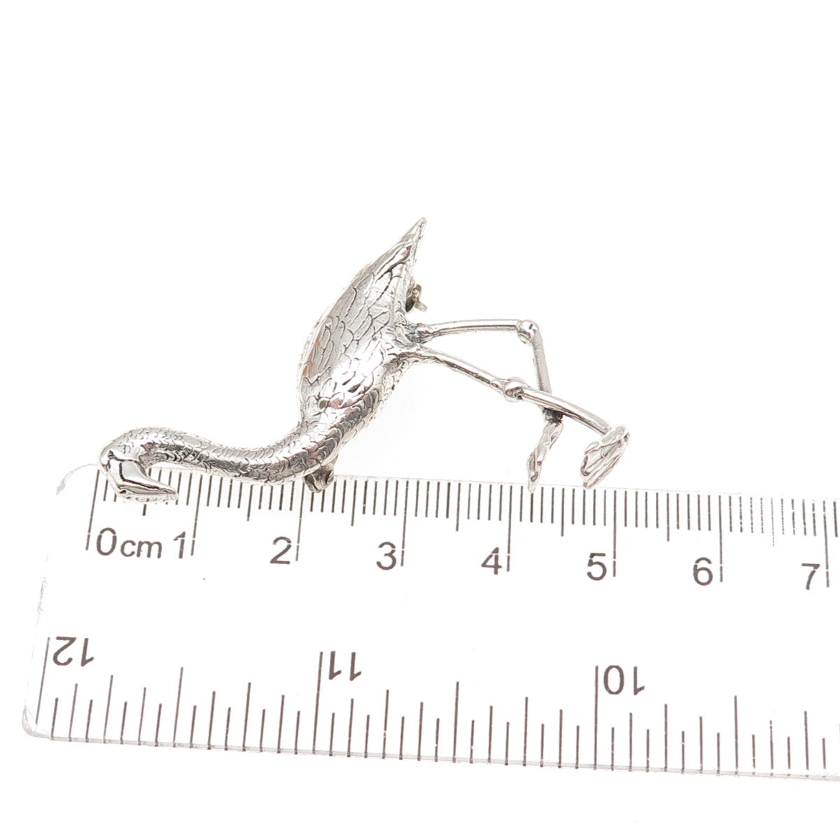 925 Sterling Silver Vintage Flamingo Oxidized Pin Brooch