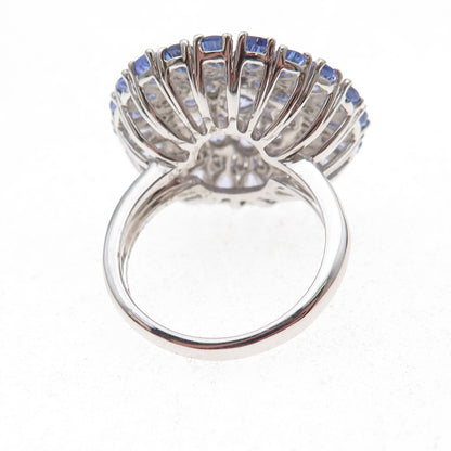 925 Sterling Silver Real Tanzanite & White Topaz Statement Ring Size 8.5