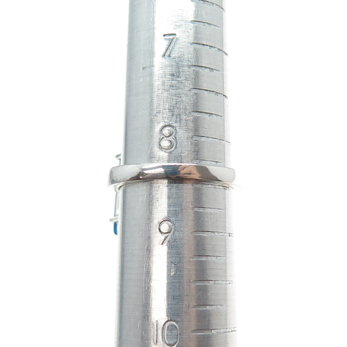 925 Sterling Silver Vintage Ocean Blue C Z Modernist Ring Size 8.5