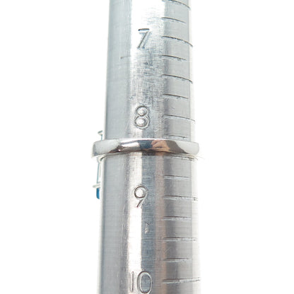 925 Sterling Silver Vintage Ocean Blue C Z Modernist Ring Size 8.5