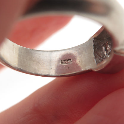 925 Sterling Silver Vintage Real Blue Topaz Modernist Ring Size 7