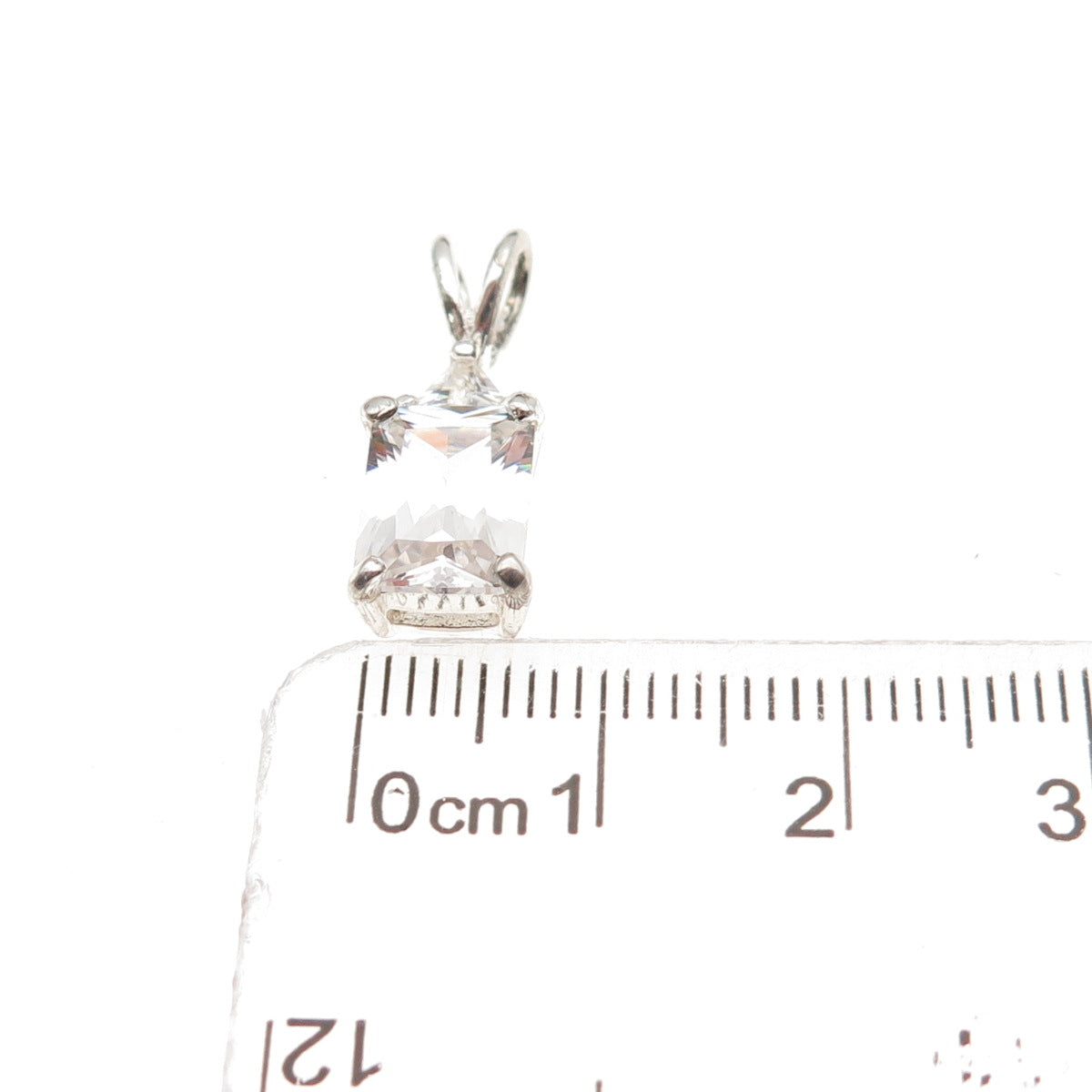 925 Sterling Silver Emerald & Triangle-Cut C Z Mini Charm Pendant