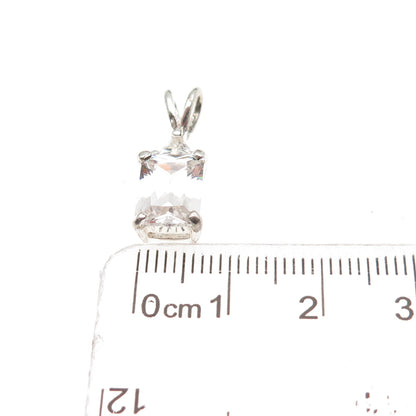 925 Sterling Silver Emerald & Triangle-Cut C Z Mini Charm Pendant