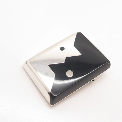 925 Sterling Silver Vintage Mexico Real Black Onyx Gemstone Yin Yang Pin Brooch
